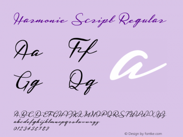 Harmonie Script Regular 1.000 Font Sample