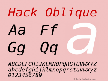 Hack Oblique 1.0.1 Font Sample