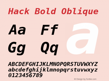 Hack Bold Oblique 1.0.1 Font Sample