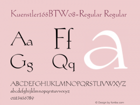 Kuenstler165BTW08-Regular Regular Version 1.00 Font Sample