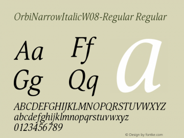 OrbiNarrowItalicW08-Regular Regular Version 1.10 Font Sample