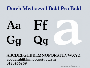 Dutch Mediaeval Bold Pro Bold Version 2.00 October 5, 2013图片样张