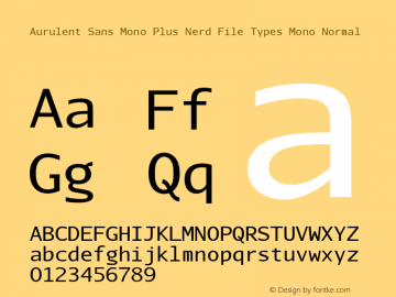 Aurulent Sans Mono Plus Nerd File Types Mono Normal Version 2007.05.04 Font Sample