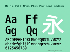 M+ 1m PNFT Mono Plus Pomicons medium Version 1.018 Font Sample