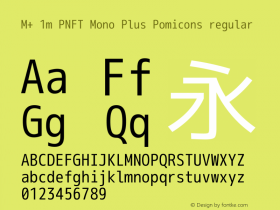 M+ 1m PNFT Mono Plus Pomicons regular Version 1.018 Font Sample