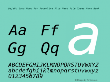 DejaVu Sans Mono for Powerline Plus Nerd File Types Mono Book Version 2.33 Font Sample