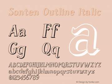 Sonten Outline Italic Version 000.000图片样张