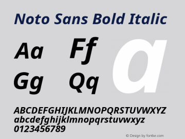 Noto Sans Bold Italic Version 1.05 uh图片样张