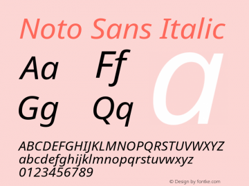 Noto Sans Italic Version 1.05 Font Sample