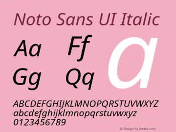 Noto Sans UI Italic Version 1.05图片样张