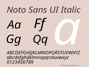 Noto Sans UI Italic Version 1.05 uh图片样张