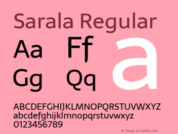 Sarala Regular Version 1.005 Font Sample