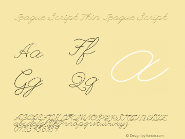 League Script Thin League Script Version 001.001 Font Sample