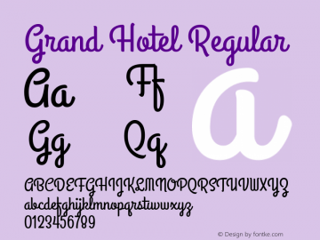 Grand Hotel Regular Version 001.000 Font Sample