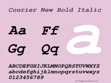 Courier New Bold Italic MS core font:v1.00 Font Sample