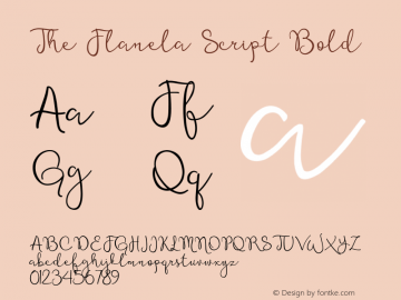 The Flanela Script Bold Version 0.000 Font Sample