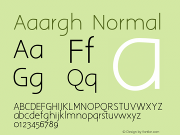 Aaargh Normal Version 1.00 11/7/2004 Font Sample