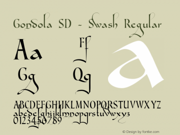 Gondola SD - Swash Regular Version 1.4 2009 Font Sample