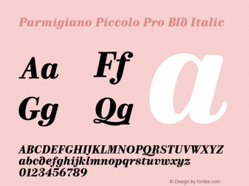 Parmigiano Piccolo Pro Bld Italic Version 1.0; 2014图片样张