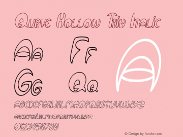 Qurve Hollow Thin Italic 3.1 Font Sample