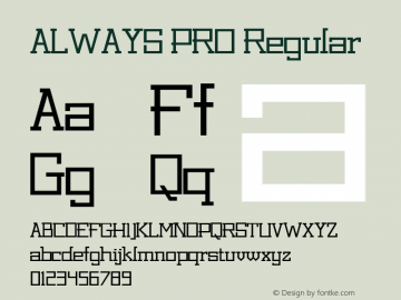 ALWAYS PRO Regular 001.000 Font Sample