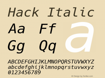 Hack Italic 1.3 Font Sample
