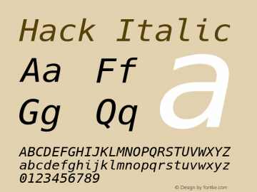 Hack Italic 1.3 Font Sample