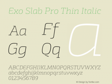 Exo Slab Pro Thin Italic Version 1.000;PS 001.001;hotconv 1.0.56 Font Sample