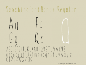 SunshineFontBonus Regular Version 1.000 Font Sample