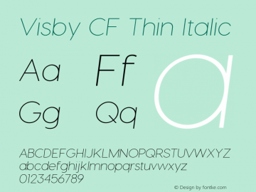 Visby CF Thin Italic Version 1.097 Font Sample