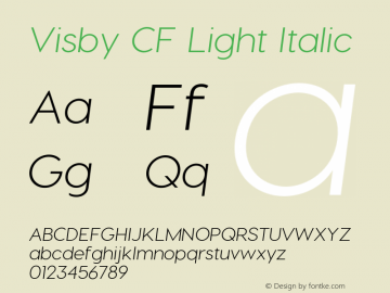 Visby CF Light Italic Version 1.097;PS 001.097;hotconv 1.0.70;makeotf.lib2.5.58329 Font Sample