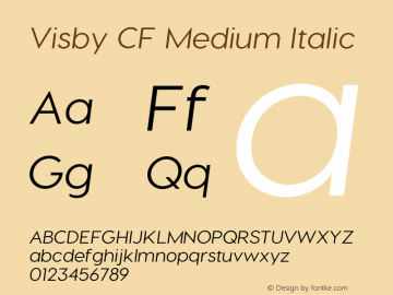 Visby CF Medium Italic Version 1.097;PS 001.097;hotconv 1.0.70;makeotf.lib2.5.58329 Font Sample