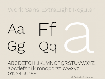 Work Sans ExtraLight Regular Version 1.029 Font Sample