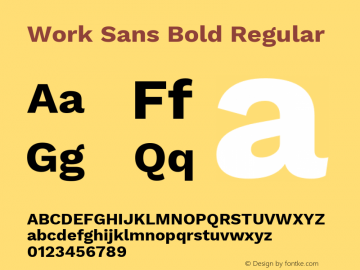 Work Sans Bold Regular Version 1.029 Font Sample