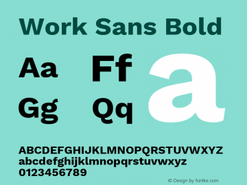 Work Sans Bold Version 1.030 Font Sample