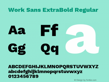 Work Sans ExtraBold Regular Version 1.030 Font Sample