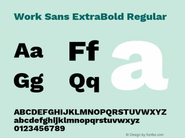 Work Sans ExtraBold Regular Version 1.030 Font Sample