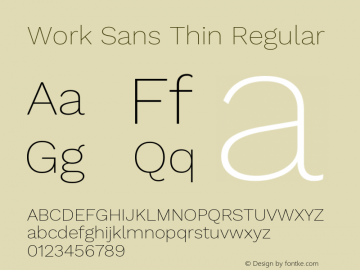 Work Sans Thin Regular Version 1.030 Font Sample