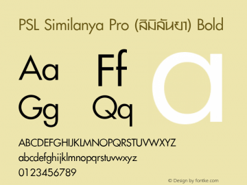 PSL Similanya Pro (สิมิลันยา) Bold Version 4.001; release August 2007 Font Sample