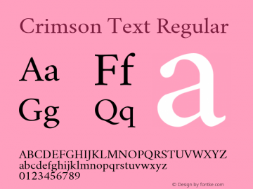 Crimson Text Regular Version 0.8 Font Sample