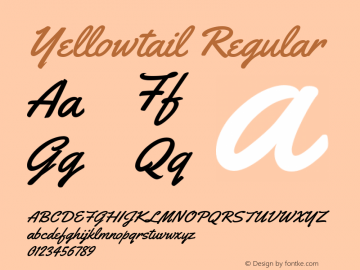 Yellowtail Regular Version 1.000 Font Sample