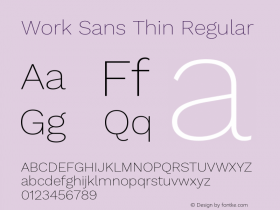 Work Sans Thin Regular Version 1.031 Font Sample