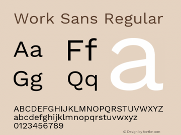 Work Sans Regular Version 1.031 Font Sample