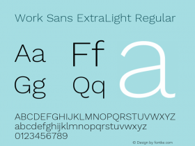 Work Sans ExtraLight Regular Version 1.031 Font Sample