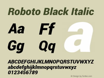 Roboto Black Italic Version 1.100141; 2013 Font Sample