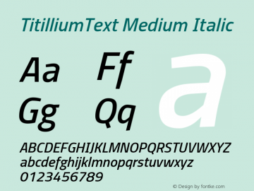 TitilliumText Medium Italic Version 60.001图片样张