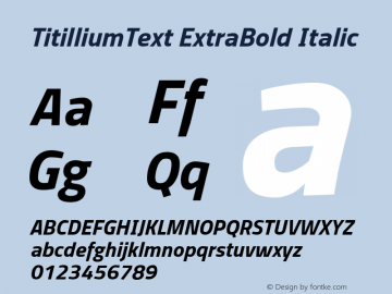 TitilliumText ExtraBold Italic Version 60.001图片样张