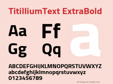 TitilliumText ExtraBold Version 60.001 Font Sample