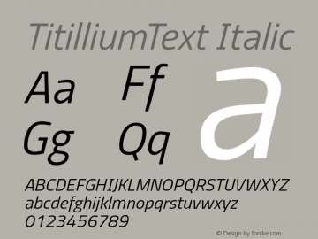 TitilliumText Italic Version 60.001图片样张