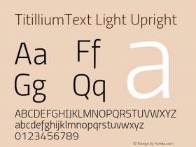 TitilliumText Light Upright Version 60.001图片样张